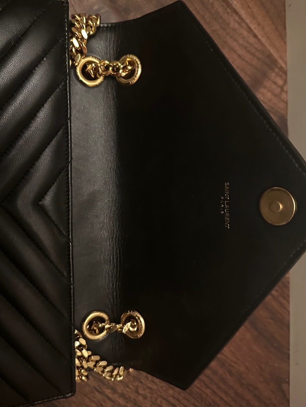 Saint Laurent Black Quilted Chevron Leather Shoulder Bag with Gold Hardware - Picture 4 of 9